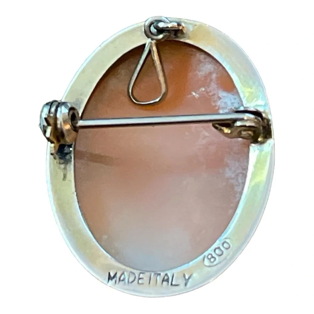 Left-Facing Nude Ceres Shell Cameo Sterling Silver Brooch/Pendant - Picture 3 of 4